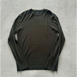 All Saints Men Nomo Crew Neck Shirt size Medium in Dark Olive Green